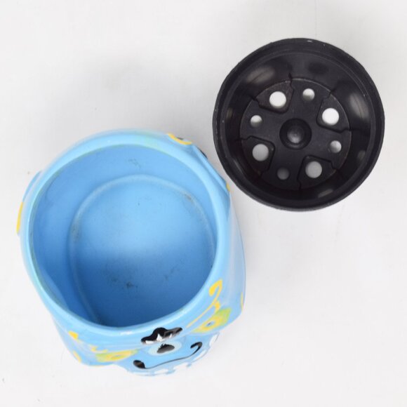 Sugar Skull Planter Dia De Los Muertos Succulent Pot Small Blue Insert Halloween - Picture 5 of 10